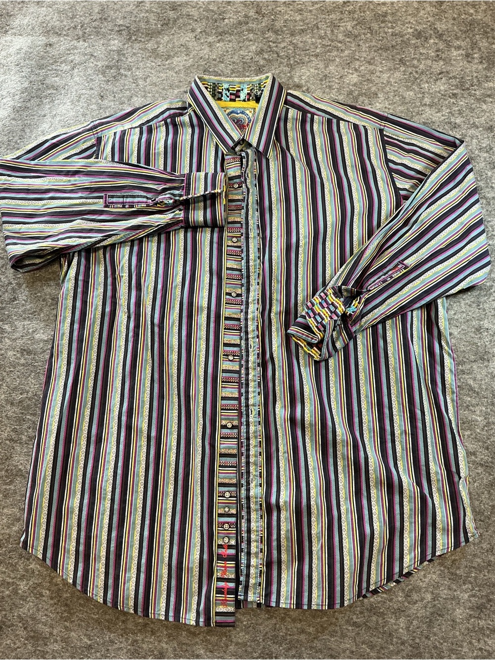 Robert Graham Multicolor Vertical Stripe Button-Up Shirt 2XL